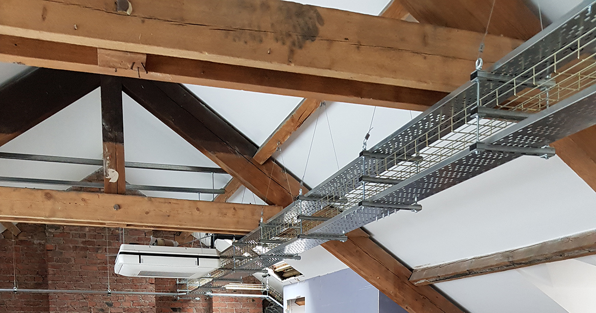 Cable tray from Armafix installed in roof for cable management